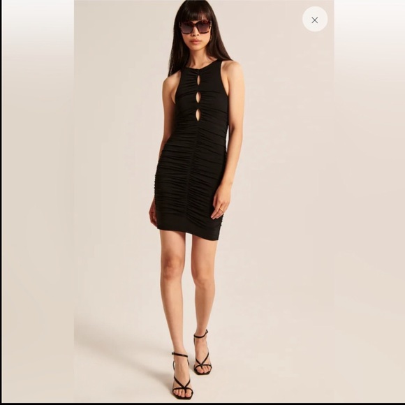 ABERCROMBIE Black Ruched Dress NWT - Picture 3 of 13